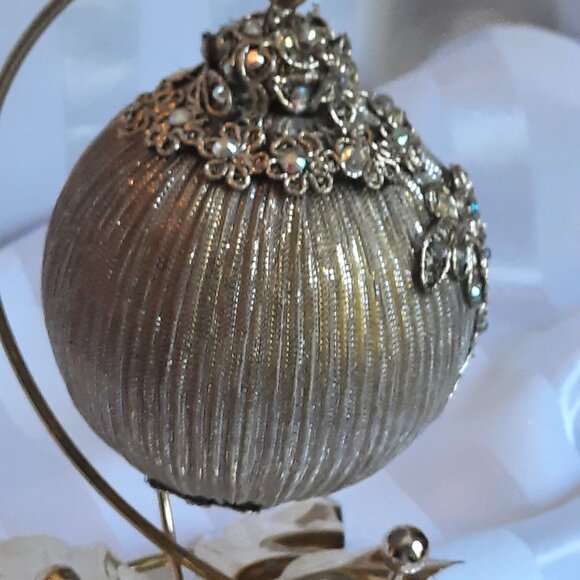 Handmade one of a kind Christmas ball elegant bronze stone #624 - Picture 4 of 6